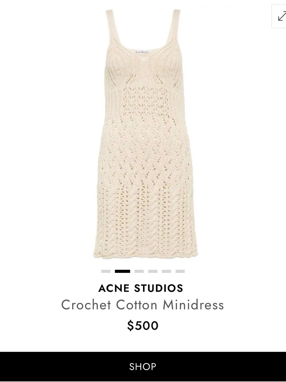 Acne Crochet Knit Mini Dress in Cream